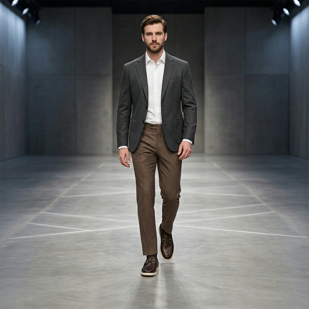 FERRAGAMO レザーシューズ ブラウン カーフスキン ローファー ビジネスシューズ ローファー M COSIMO 774494