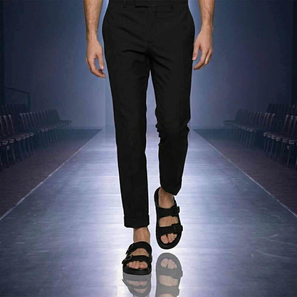 FERRAGAMO ブラック コンフォートサンダル ダブルストラップ ガンチーニ ジャガード M COLLY JCQ 775573
