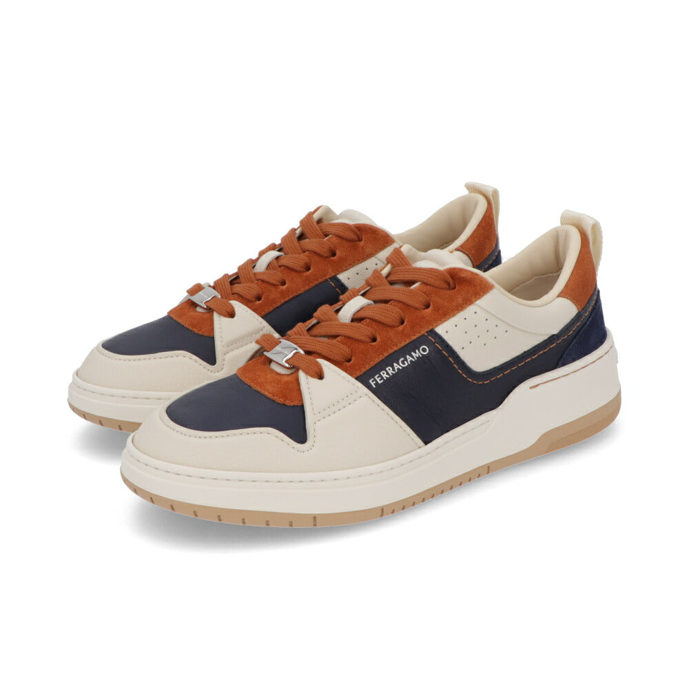 FERRAGAMO スニーカー ネイビー系 カーフスキン スエード バイカラー スニーカー  M DENNIS 774861