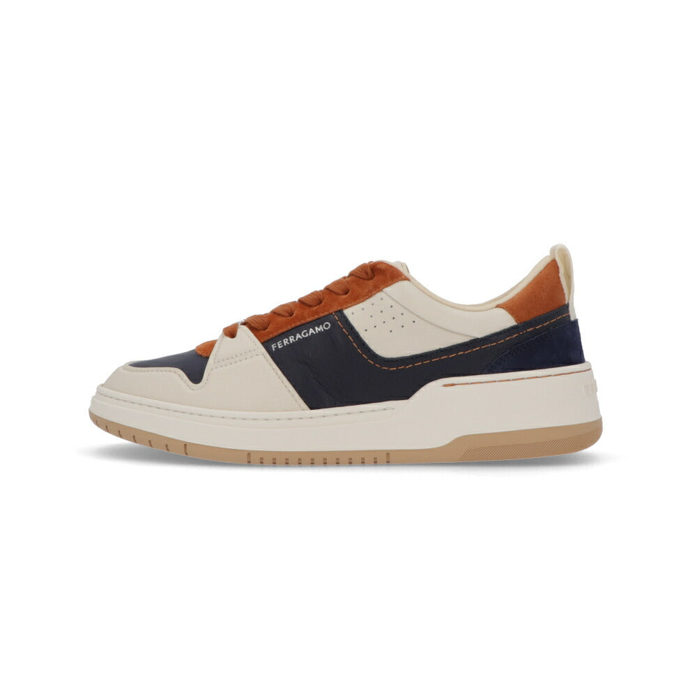 FERRAGAMO スニーカー ネイビー系 カーフスキン スエード バイカラー スニーカー  M DENNIS 774861