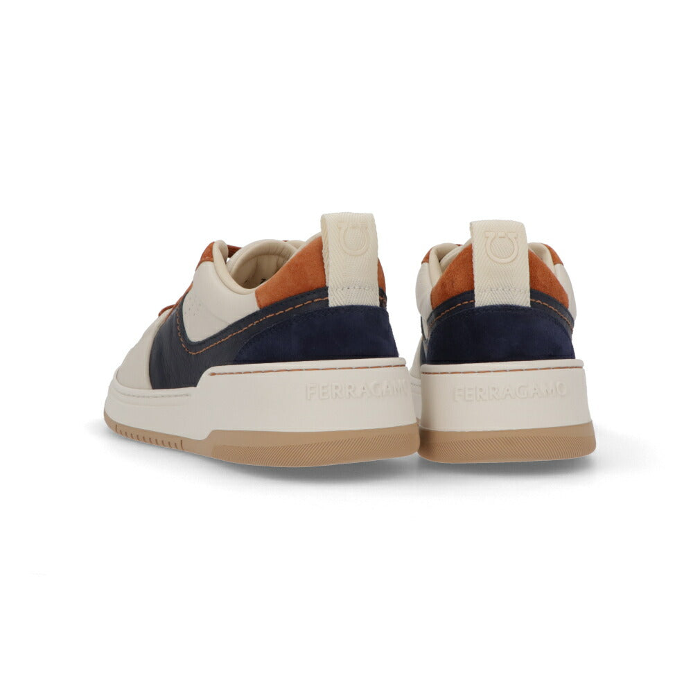 FERRAGAMO スニーカー ネイビー系 カーフスキン スエード バイカラー スニーカー  M DENNIS 774861