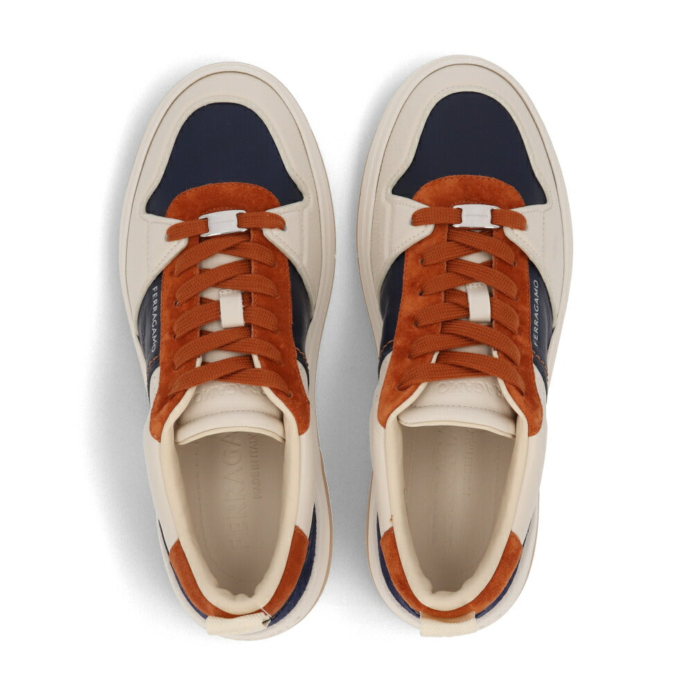 FERRAGAMO スニーカー ネイビー系 カーフスキン スエード バイカラー スニーカー  M DENNIS 774861