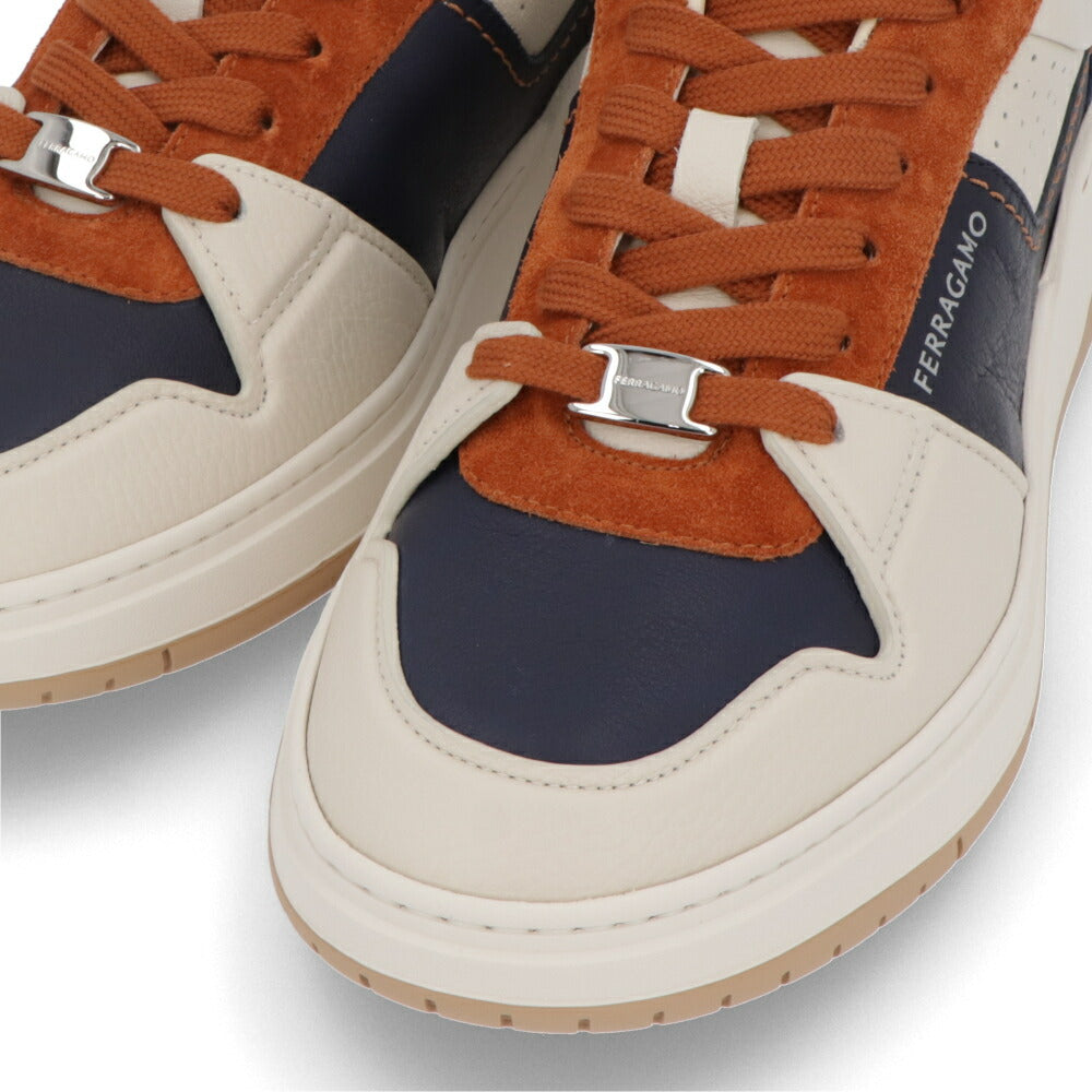 FERRAGAMO スニーカー ネイビー系 カーフスキン スエード バイカラー スニーカー  M DENNIS 774861