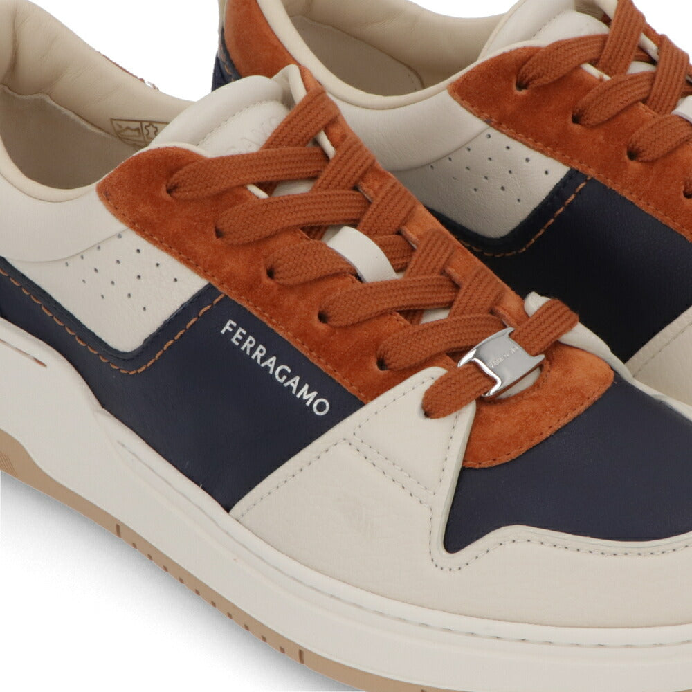 FERRAGAMO スニーカー ネイビー系 カーフスキン スエード バイカラー スニーカー  M DENNIS 774861