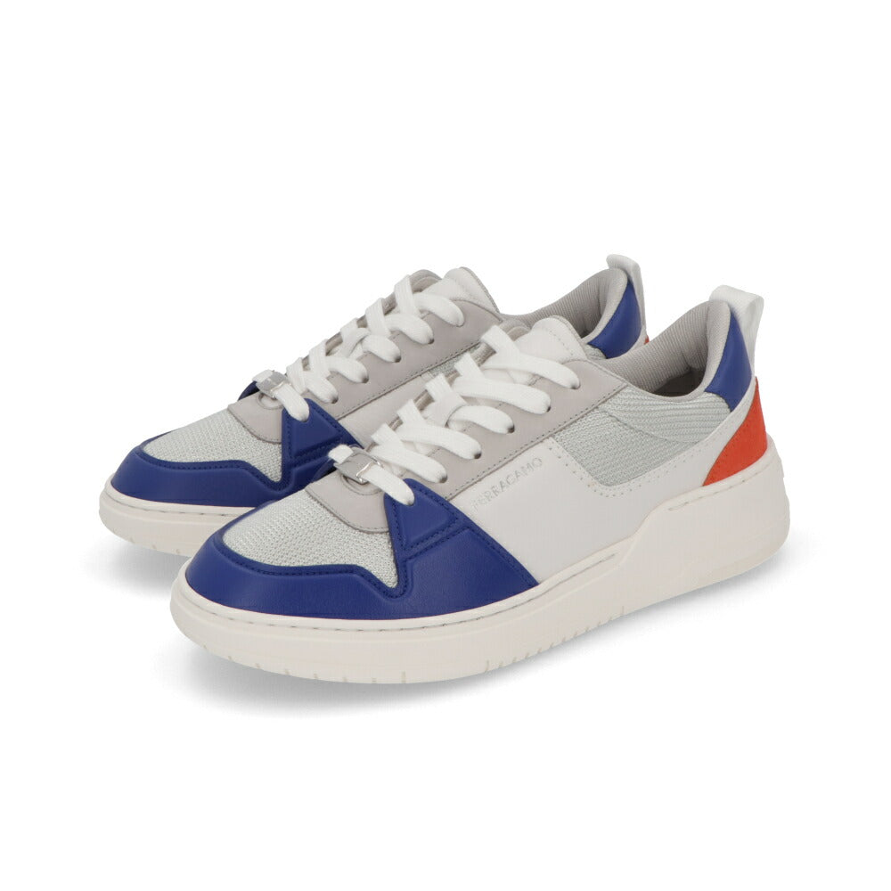 FERRAGAMO スニーカー グレー系 カーフ ファブリック コントラストカラー レースアップ  M DENNIS 1 769615
