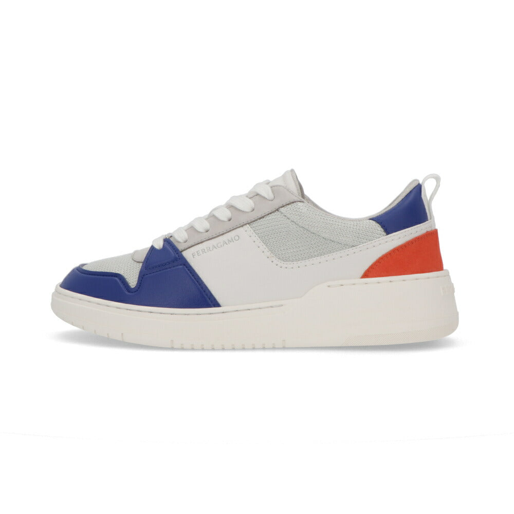 FERRAGAMO スニーカー グレー系 カーフ ファブリック コントラストカラー レースアップ  M DENNIS 1 769615