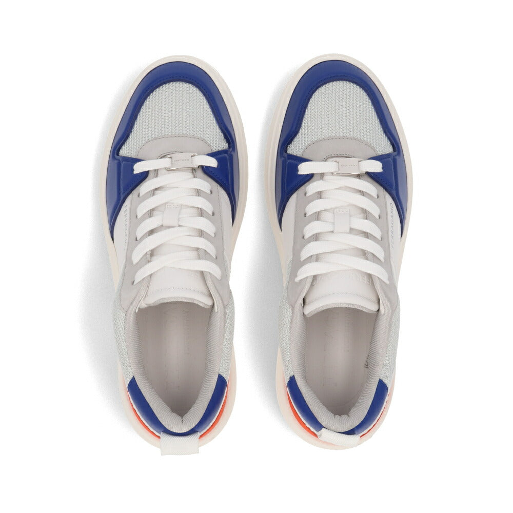 FERRAGAMO スニーカー グレー系 カーフ ファブリック コントラストカラー レースアップ  M DENNIS 1 769615