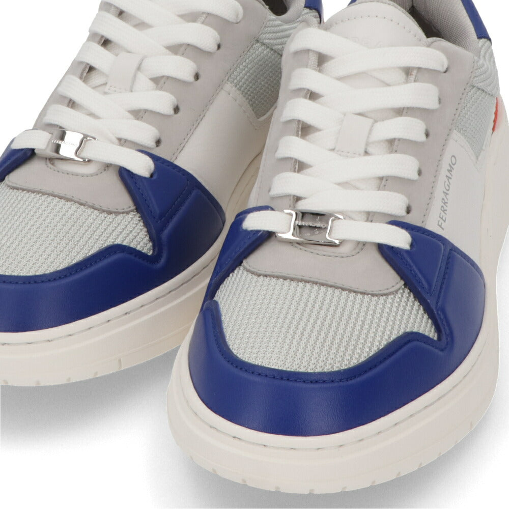 FERRAGAMO スニーカー グレー系 カーフ ファブリック コントラストカラー レースアップ  M DENNIS 1 769615