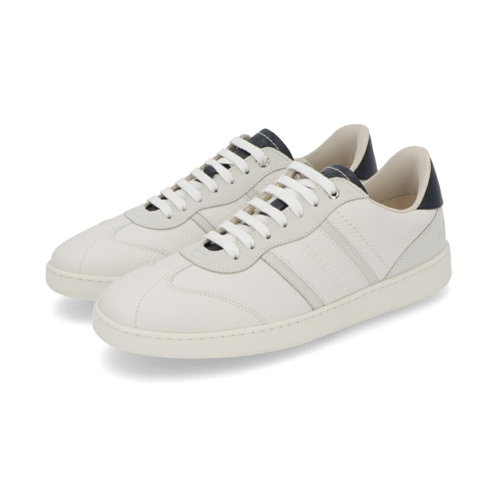 FERRAGAMO スニーカー ネイビー×ライトグレー カーフ コントラストカラー レースアップ  M ACHILLE 1 763468