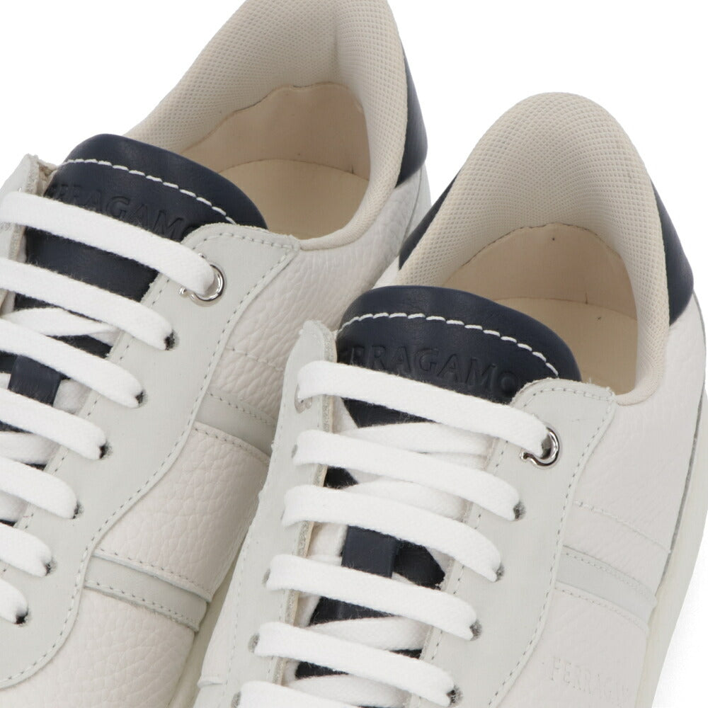 FERRAGAMO フェラガモ  スニーカー ネイビー×ライトグレー カーフ コントラストカラー レースアップ  M ACHILLE 1 763468