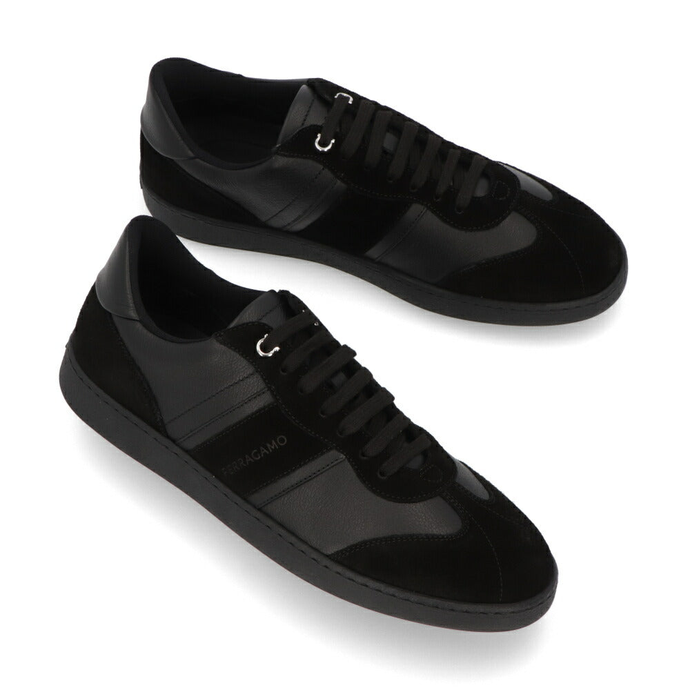 FERRAGAMO スニーカー ブラック ヴィンテージ風 M ACHILLE 1 765745