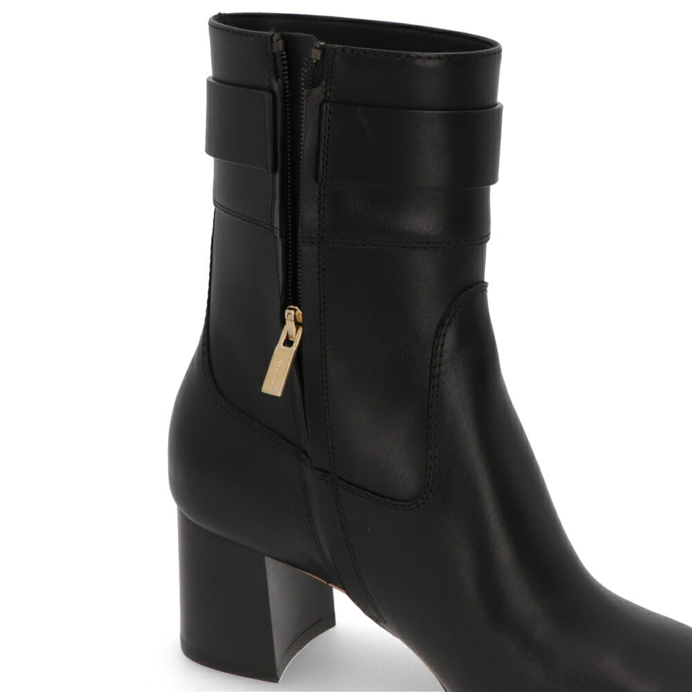 FERRAGAMO ブラック ガンチーニバックル アンクル丈 ポインテッドトゥ ショートブーツ ROL 60 775408