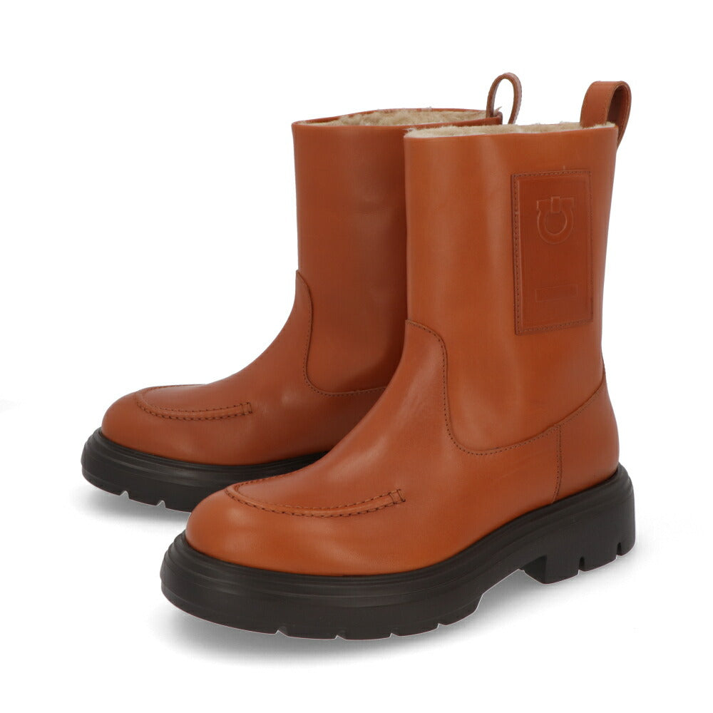 FERRAGAMO ブラウン ファーブーツ アンクルブーツ ショートブーツ TIRBA FUR 776773