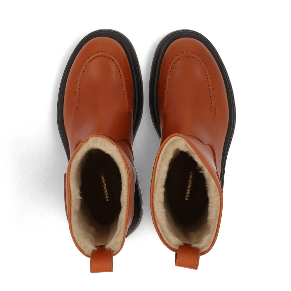 FERRAGAMO ブラウン ファーブーツ アンクルブーツ ショートブーツ TIRBA FUR 776773