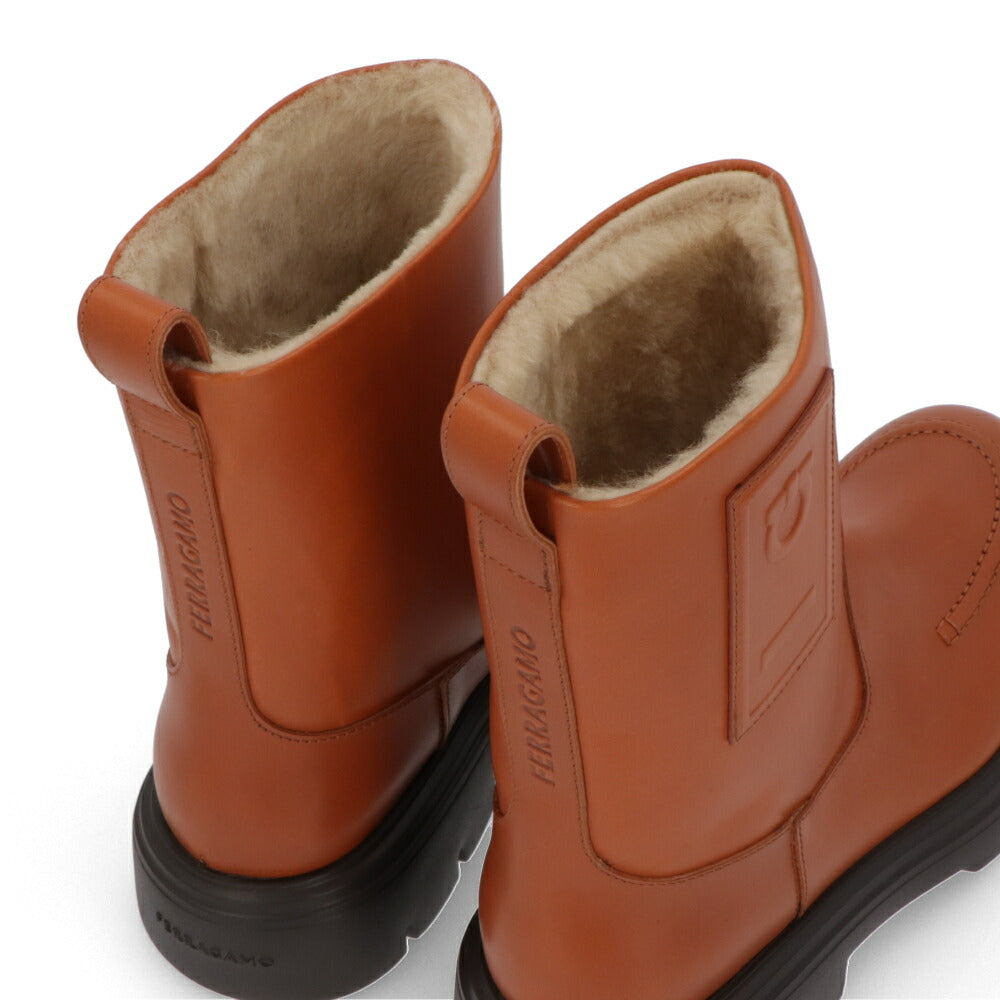 FERRAGAMO ブラウン ファーブーツ アンクルブーツ ショートブーツ TIRBA FUR 776773