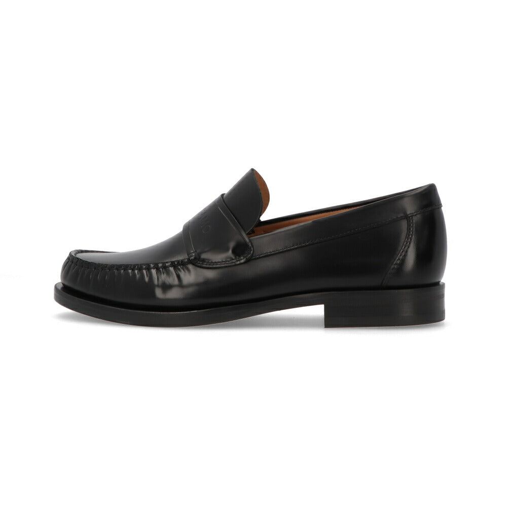 FERRAGAMO フェラガモ  レザーシューズ ブラック カーフスキン ロゴ カジュアルシューズ ローファー M FILLMORE 762700