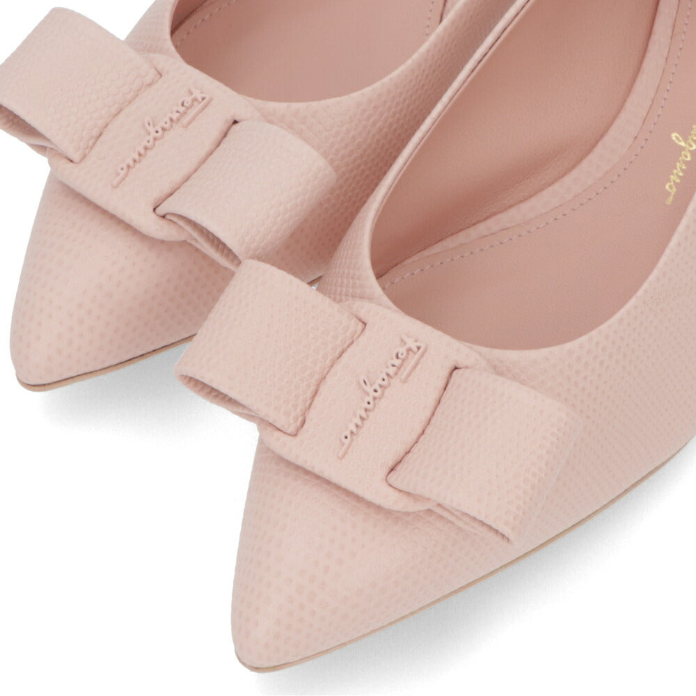FERRAGAMO フェラガモ  xピンク ROSE カーフスキン ヴァラ リボン フラットシューズ バレエシューズ 753769