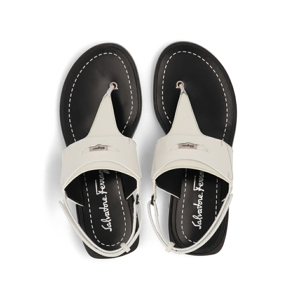 FERRAGAMO フェラガモ  サンダル ホワイト Tバー アンクルストラップ ガンチーニ 750979