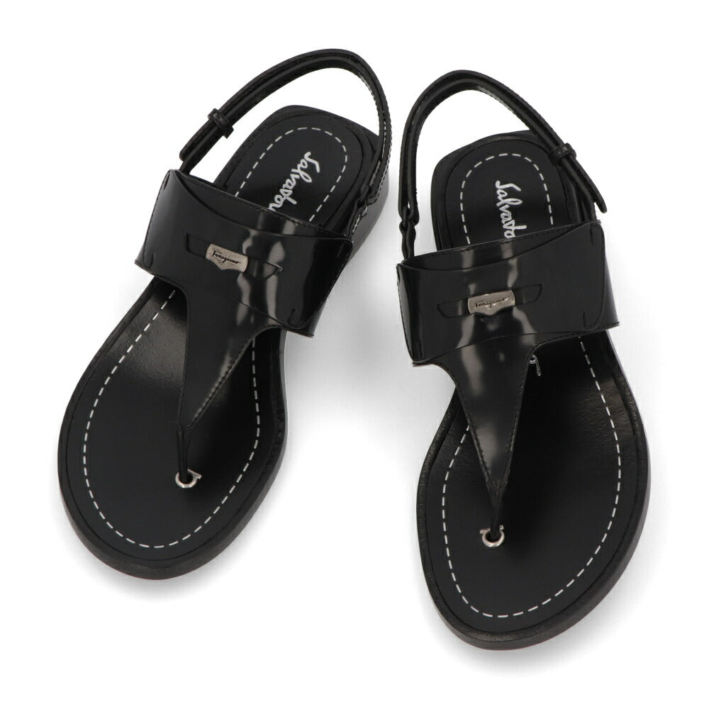 Ferragamo サンダル ブラック アンクルストラップ ガンチーニ Tバー FERRAGAMO フェラガモ サンダル ブラック Tバー アンクルストラップ