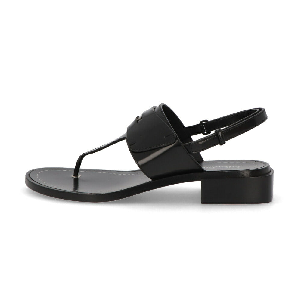 FERRAGAMO フェラガモ  サンダル ブラック Tバー アンクルストラップ ガンチーニ 750978