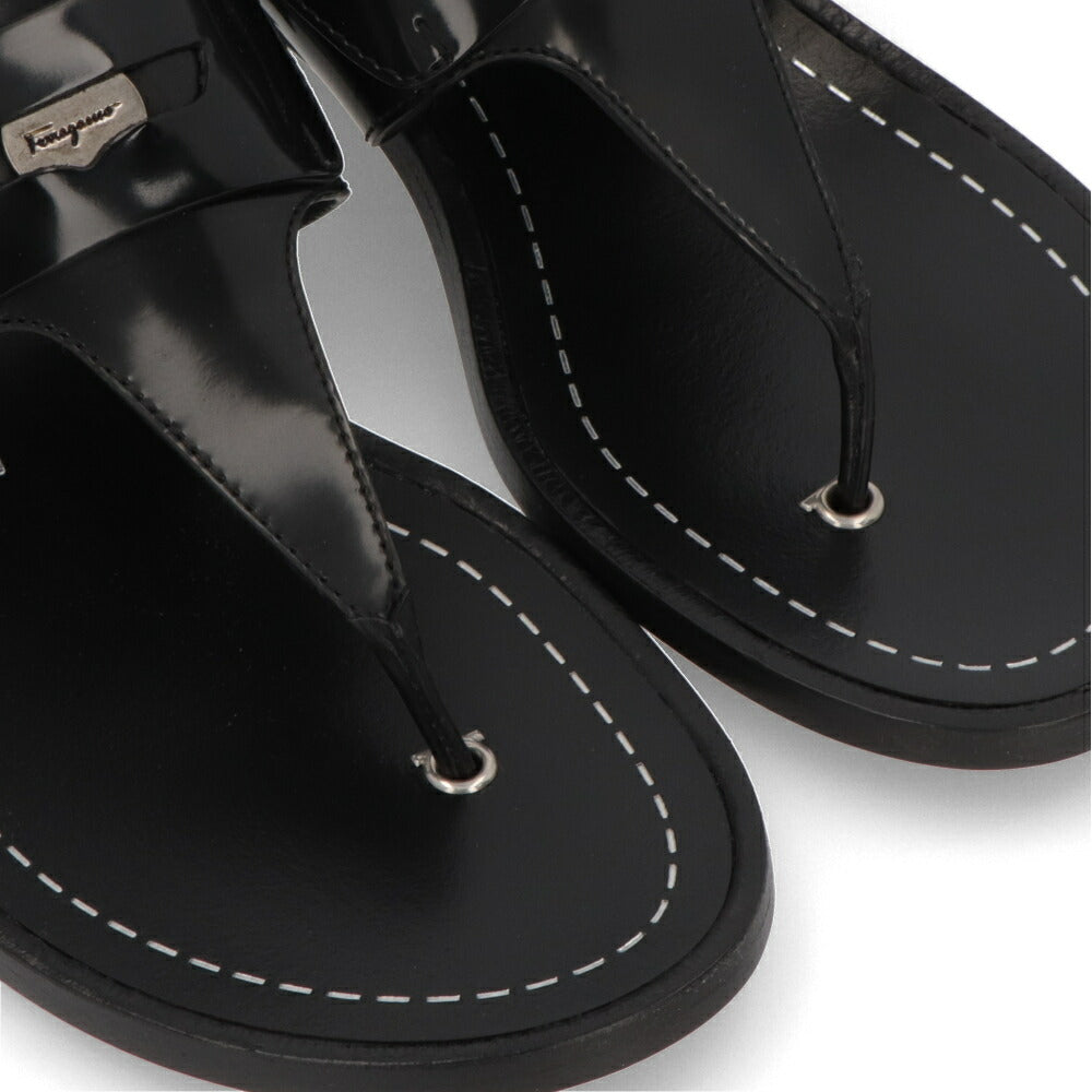 FERRAGAMO フェラガモ  サンダル ブラック Tバー アンクルストラップ ガンチーニ 750978