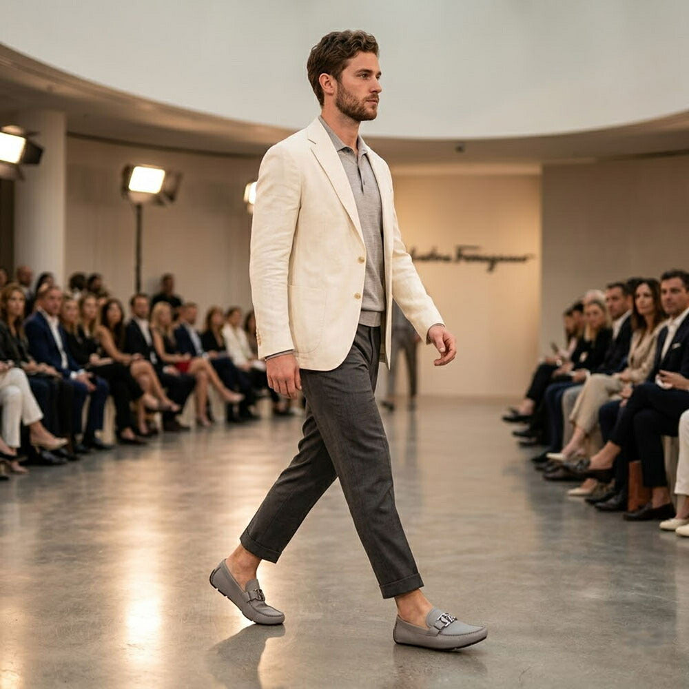FERRAGAMO フェラガモ  グレー モカシン ドライビングシューズ カジュアルシューズ 754182