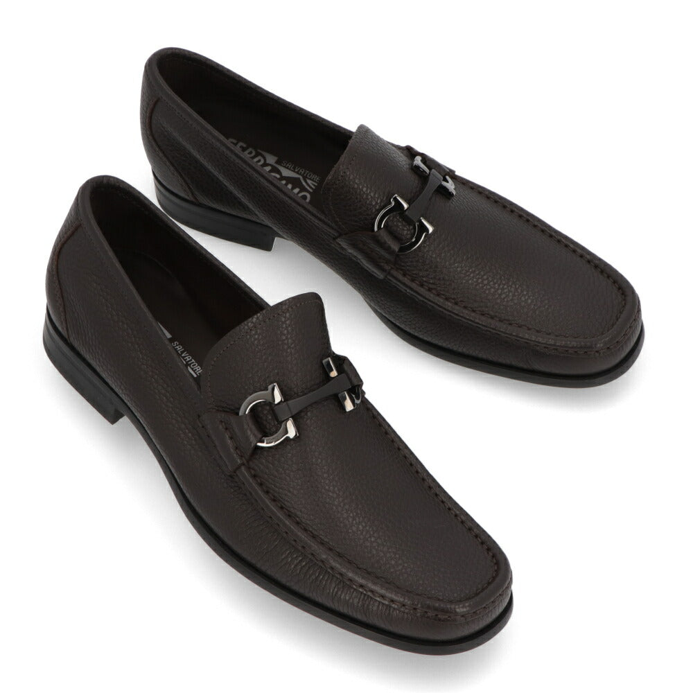 FERRAGAMO ダークブラウン カーフ ガンチーニビット モカシン ビジネスシューズ ローファー 642847