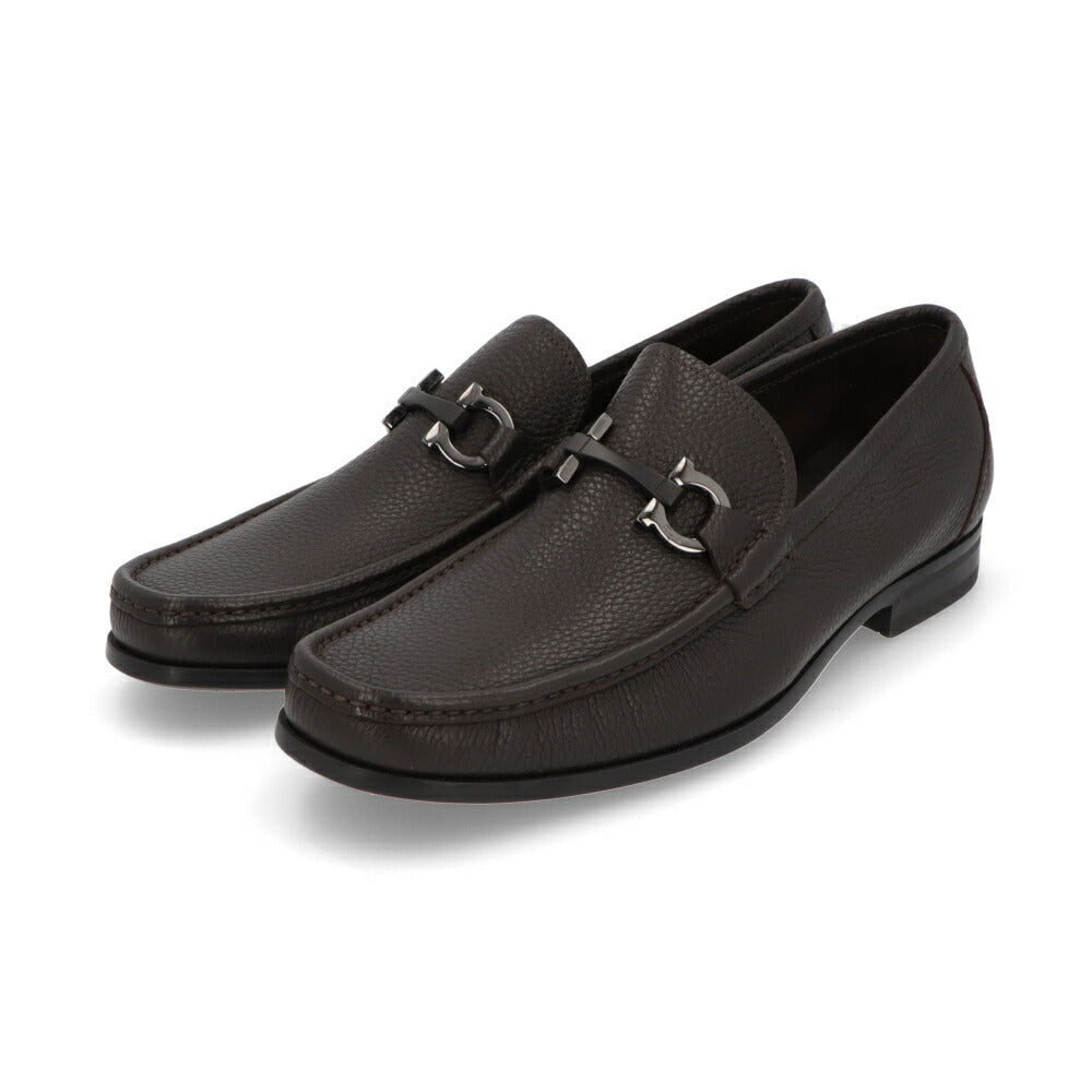 FERRAGAMO ダークブラウン カーフ ガンチーニビット モカシン ビジネスシューズ ローファー 642847