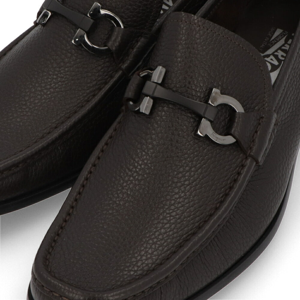 FERRAGAMO ダークブラウン カーフ ガンチーニビット モカシン ビジネスシューズ ローファー 642847
