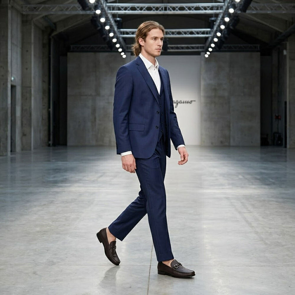 FERRAGAMO ダークブラウン カーフ ガンチーニビット モカシン ビジネスシューズ ローファー 642847