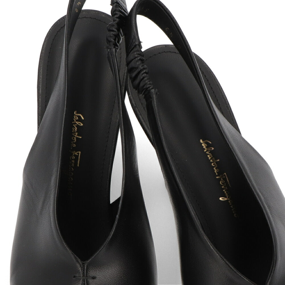 FERRAGAMO フェラガモ  ブラック Fヒール 変形ヒール ミュール スリングバックパンプス 743744