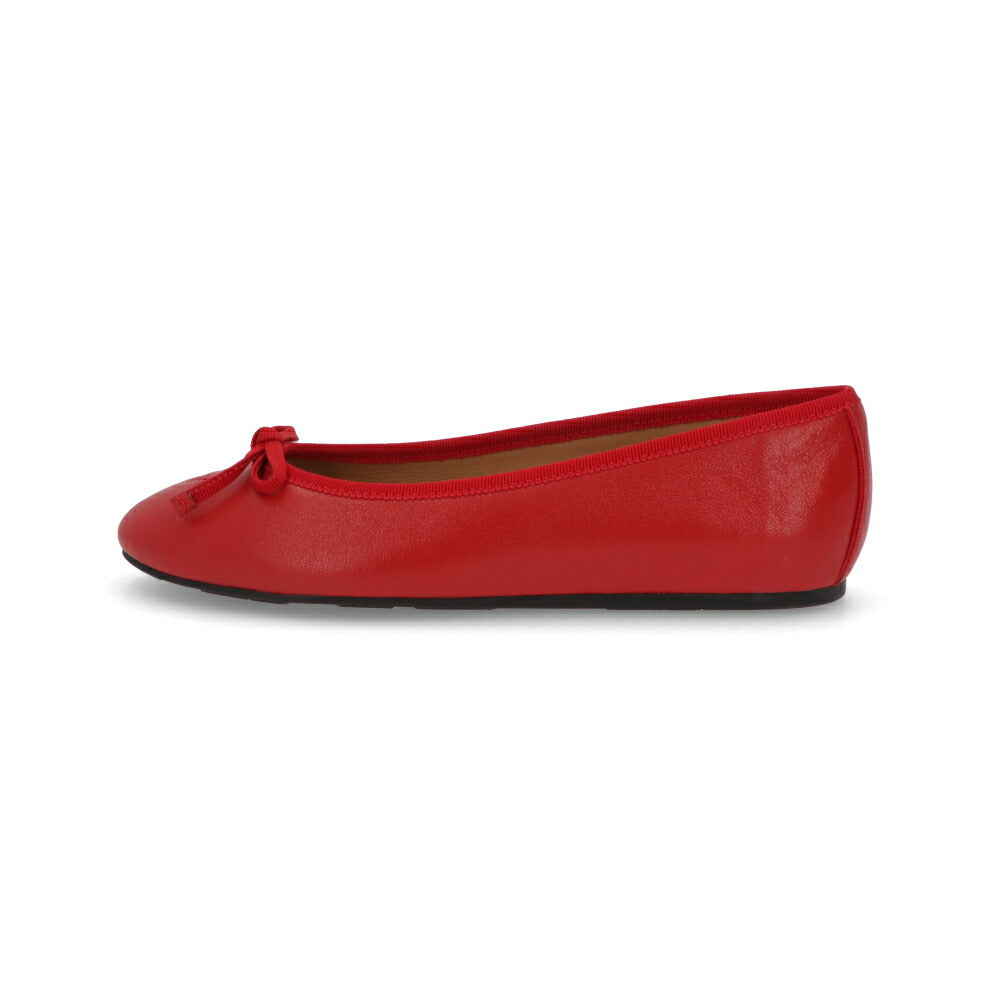 FERRAGAMO パンプス レッド ラバー バレエシューズ リボン フラット 754015