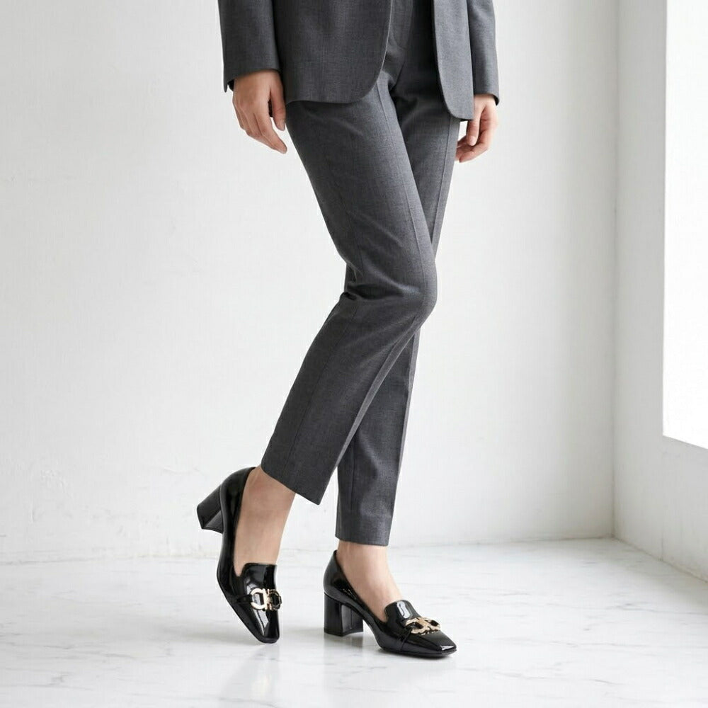 FERRAGAMO パンプス ブラック ダブルガンチーニ ヒールローファー MIRELLE 769257