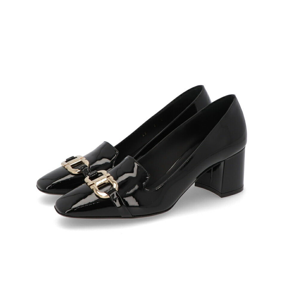 FERRAGAMO パンプス ブラック ダブルガンチーニ ヒールローファー MIRELLE 769257