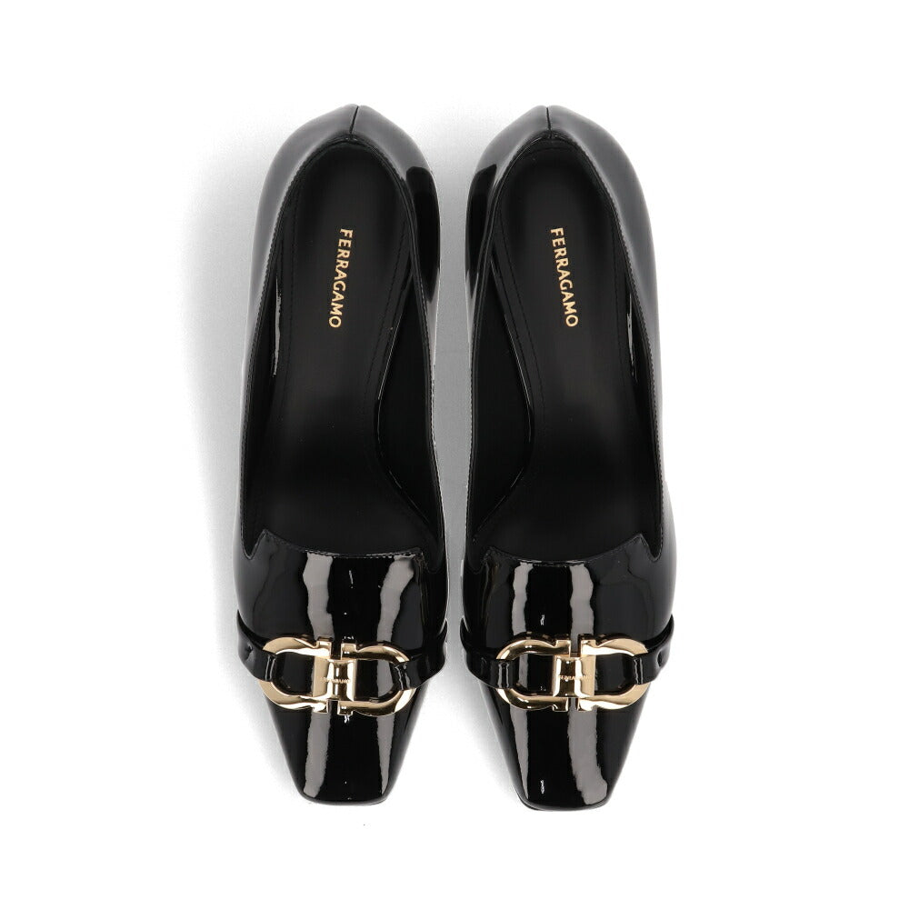 FERRAGAMO パンプス ブラック ダブルガンチーニ ヒールローファー MIRELLE 769257