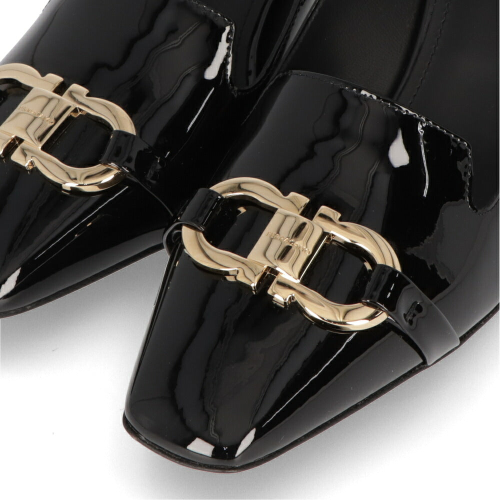FERRAGAMO パンプス ブラック ダブルガンチーニ ヒールローファー MIRELLE 769257