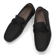 FERRAGAMO フェラガモ メンズ シューズ レザーシューズ ブラック カーフ ラバー ガンチーニ ドライビングシューズ 713330