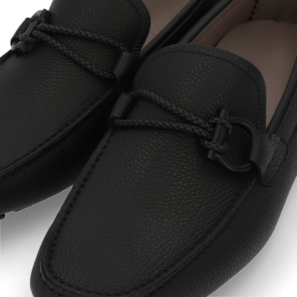FERRAGAMO フェラガモ メンズ シューズ レザーシューズ ブラック カーフ ラバー ガンチーニ ドライビングシューズ 713330