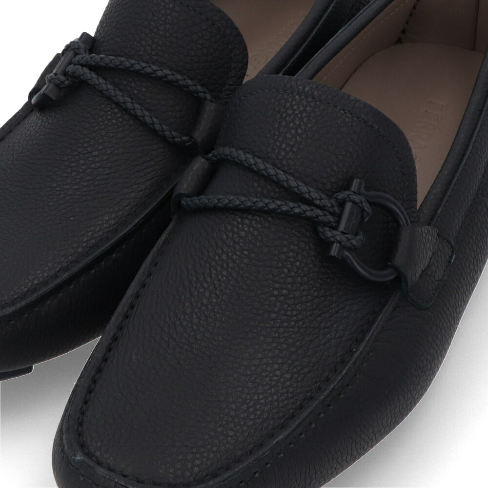 FERRAGAMO フェラガモ メンズ シューズ レザーシューズ ネイビー系 カーフ ラバー ガンチーニ ドライビングシューズ ローファー 732481