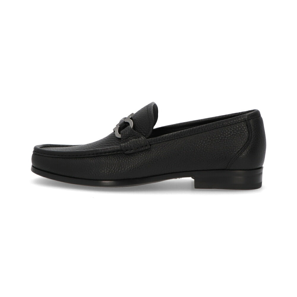 FERRAGAMO フェラガモ メンズ シューズ レザーシューズ ブラック カーフ ラバー ガンチーニ モカシン ローファー 642848