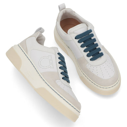 FERRAGAMO スニーカー アイボリー系 レザー スエード  S CASSINA LOW 758141