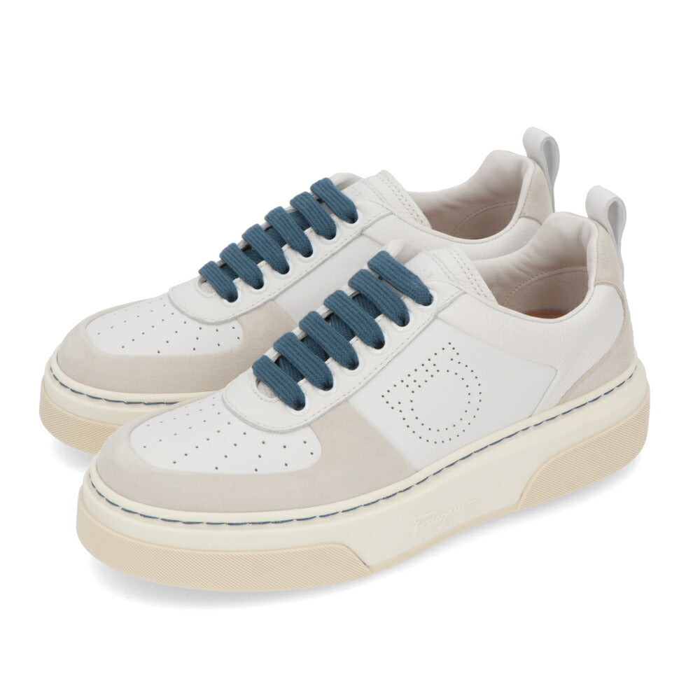 FERRAGAMO スニーカー アイボリー系 レザー スエード  S CASSINA LOW 758141