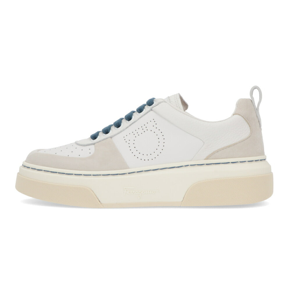 FERRAGAMO スニーカー アイボリー系 レザー スエード  S CASSINA LOW 758141