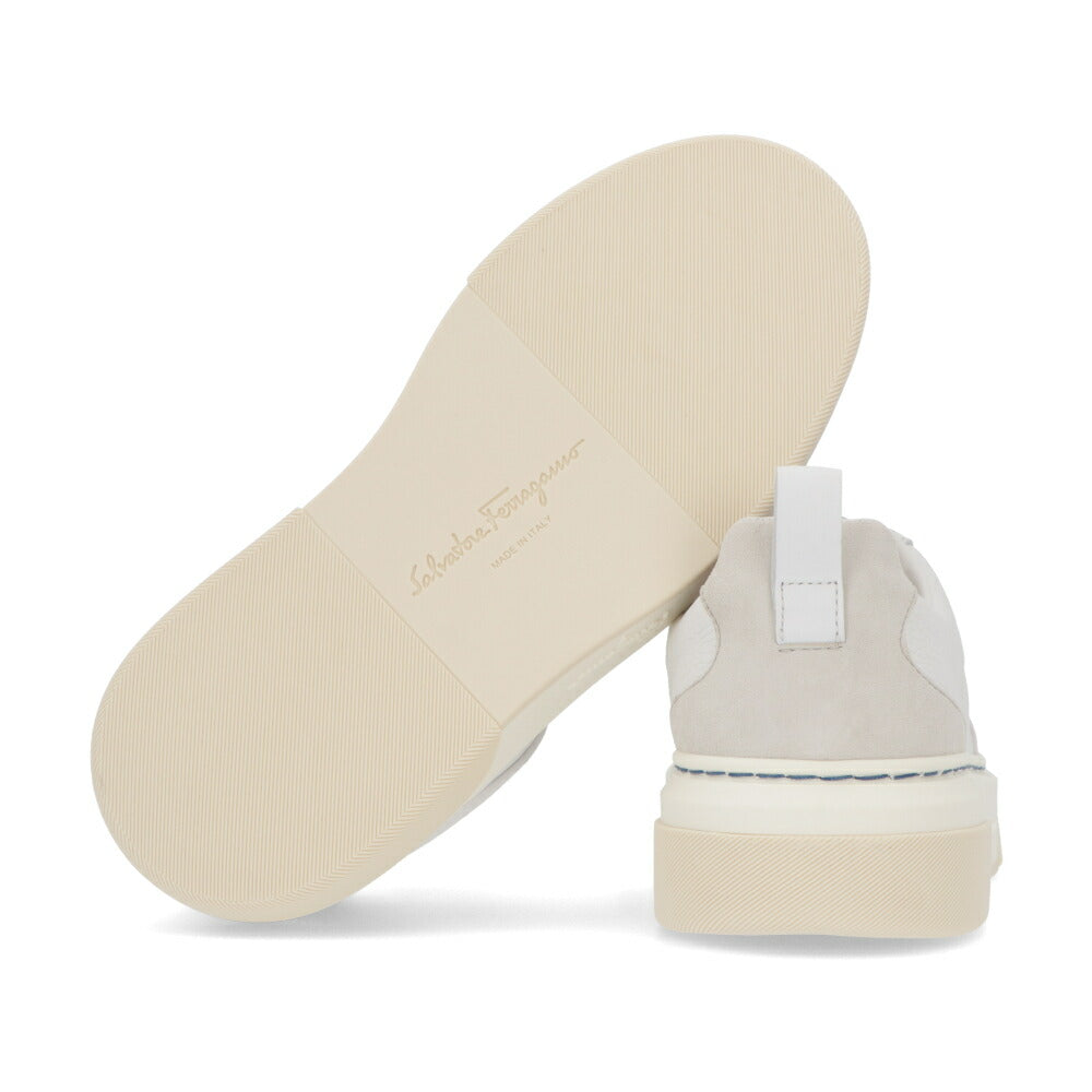FERRAGAMO スニーカー アイボリー系 レザー スエード  S CASSINA LOW 758141