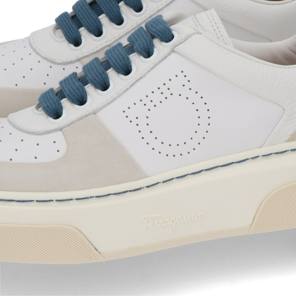 FERRAGAMO スニーカー アイボリー系 レザー スエード  S CASSINA LOW 758141