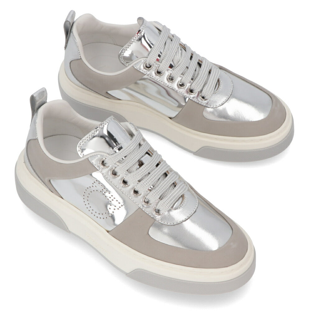 FERRAGAMO スニーカー S CASSINA LOW シルバー メタリック ガンチーニ 758142