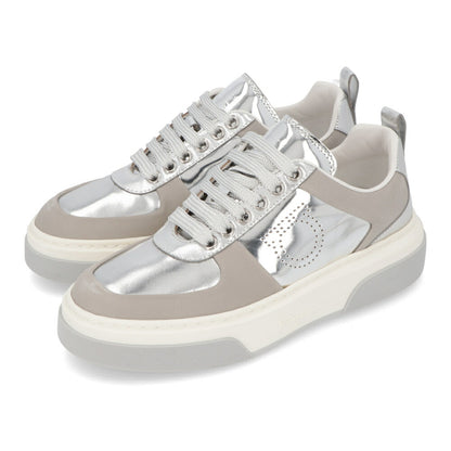 FERRAGAMO スニーカー S CASSINA LOW シルバー メタリック ガンチーニ 758142