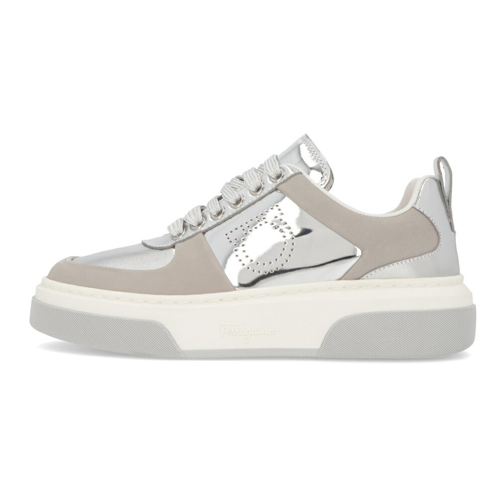 FERRAGAMO スニーカー S CASSINA LOW シルバー メタリック ガンチーニ 758142