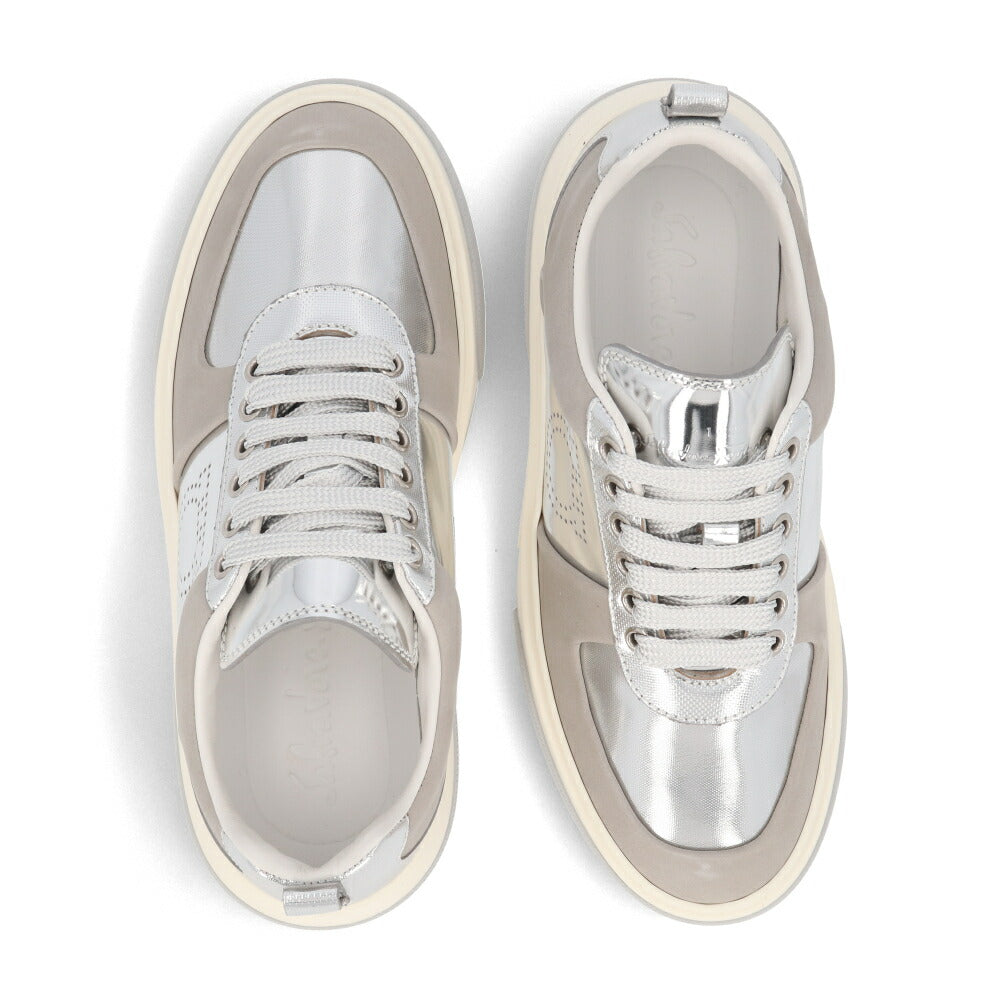 FERRAGAMO スニーカー S CASSINA LOW シルバー メタリック ガンチーニ 758142