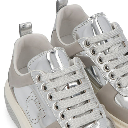 FERRAGAMO スニーカー S CASSINA LOW シルバー メタリック ガンチーニ 758142